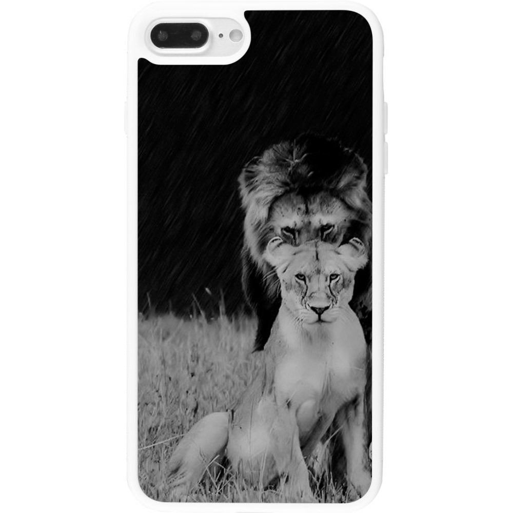 Coque iPhone 7 Plus / 8 Plus - Silicone rigide blanc Angry lions