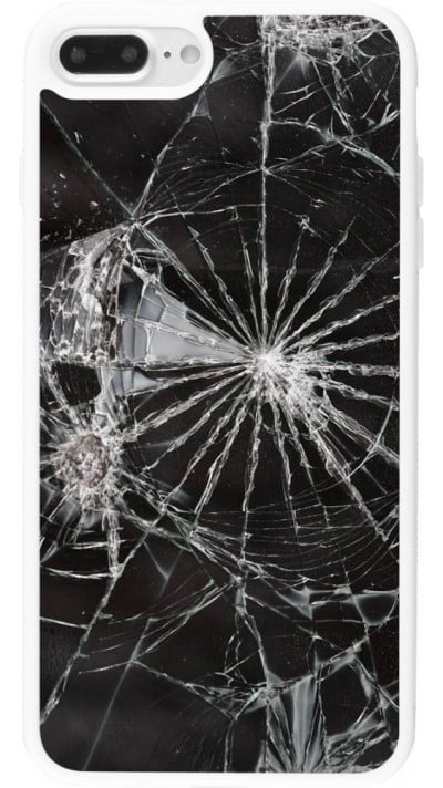Coque iPhone 7 Plus / 8 Plus - Silicone rigide blanc Broken Screen