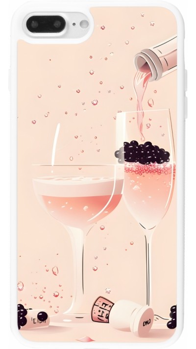 Coque iPhone 7 Plus / 8 Plus - Silicone rigide blanc Champagne Pouring Pink