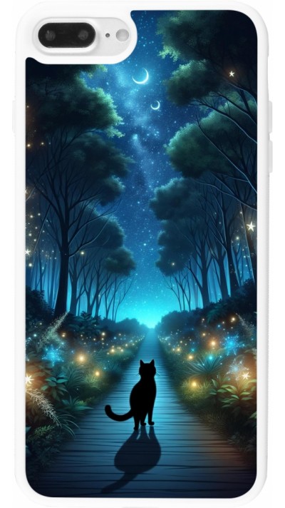 iPhone 7 Plus / 8 Plus Case Hülle - Silikon weiss Schwarze Katze Spaziergang