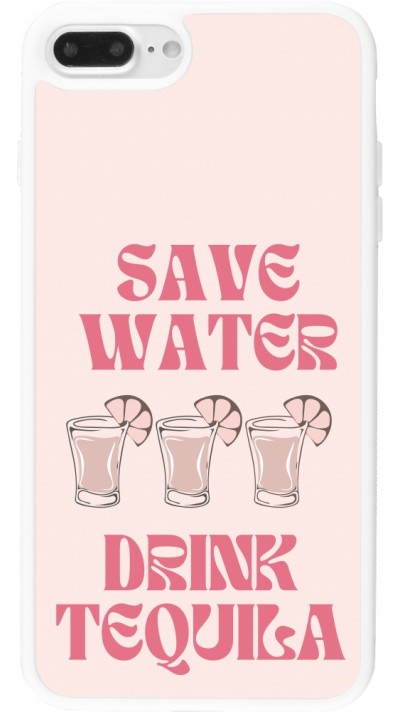 Coque iPhone 7 Plus / 8 Plus - Silicone rigide blanc Cocktail Save Water Drink Tequila