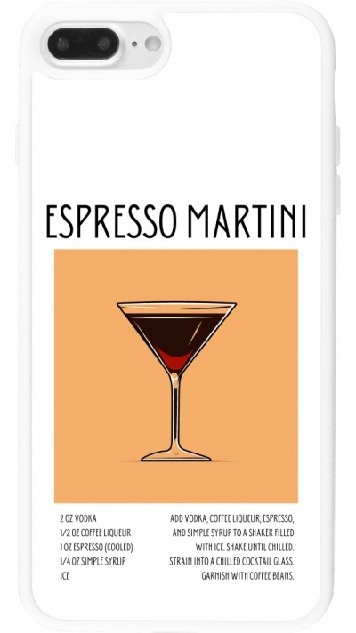 Coque iPhone 7 Plus / 8 Plus - Silicone rigide blanc Cocktail recette Espresso Martini