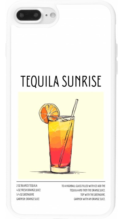 Coque iPhone 7 Plus / 8 Plus - Silicone rigide blanc Cocktail recette Tequila Sunrise