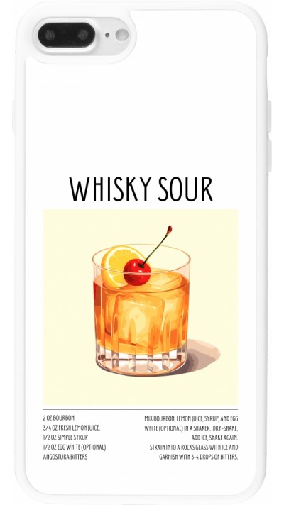 Coque iPhone 7 Plus / 8 Plus - Silicone rigide blanc Cocktail recette Whisky Sour
