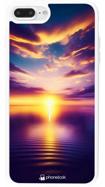 Coque iPhone 7 Plus / 8 Plus - Silicone rigide blanc Coucher soleil jaune violet