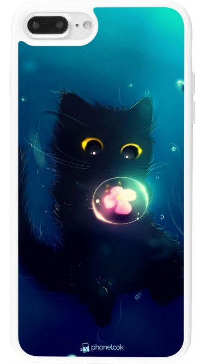 Coque iPhone 7 Plus / 8 Plus - Silicone rigide blanc Cute Cat Bubble