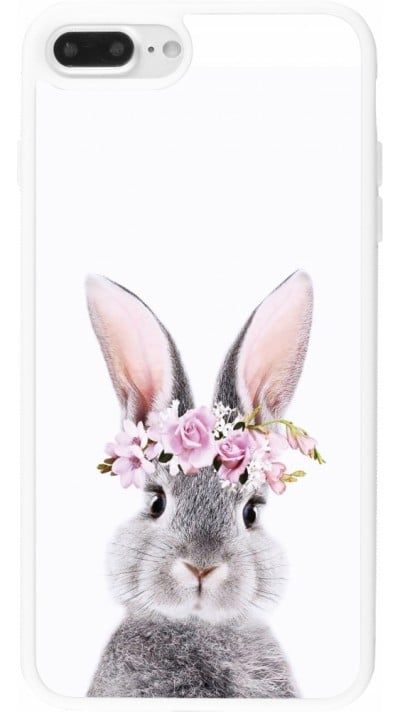 Coque iPhone 7 Plus / 8 Plus - Silicone rigide blanc Easter 2023 flower bunny