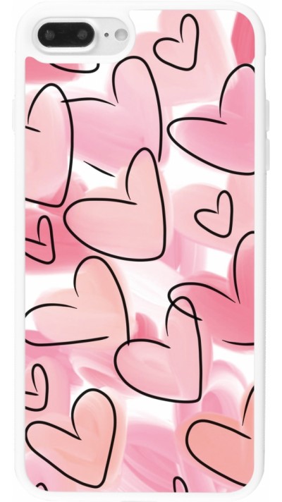 Coque iPhone 7 Plus / 8 Plus - Silicone rigide blanc Easter 2023 pink hearts