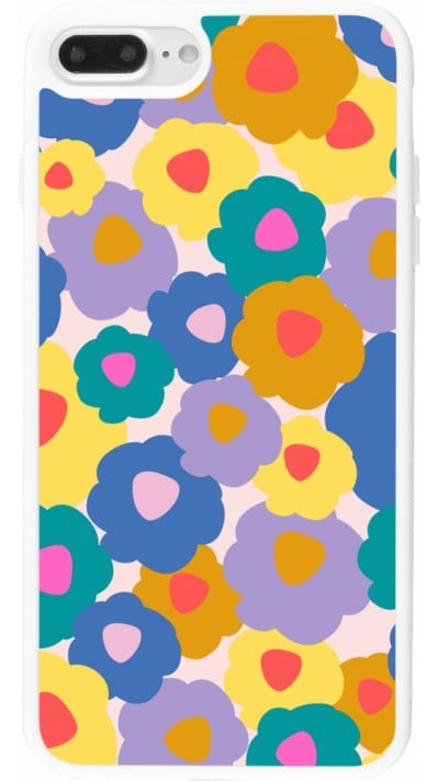 Coque iPhone 7 Plus / 8 Plus - Silicone rigide blanc Easter 2024 flower power