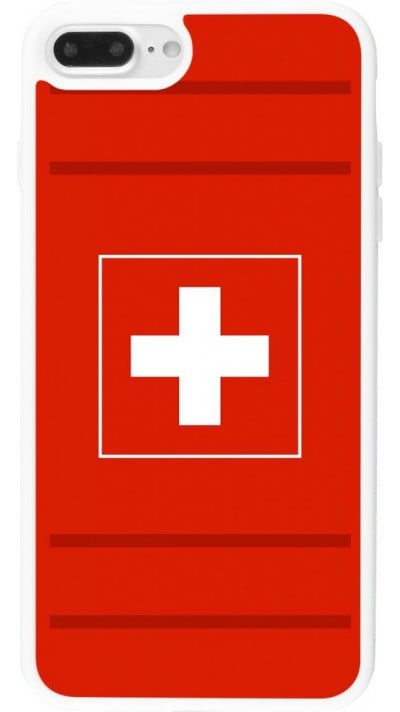 Coque iPhone 7 Plus / 8 Plus - Silicone rigide blanc Euro 2020 Switzerland