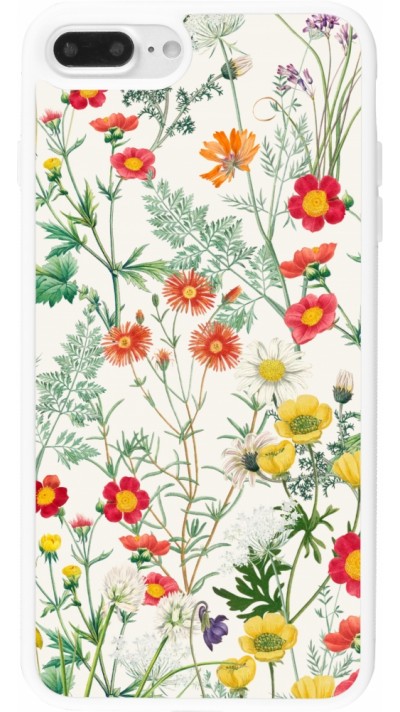 Coque iPhone 7 Plus / 8 Plus - Silicone rigide blanc Flora Botanical Wildlife