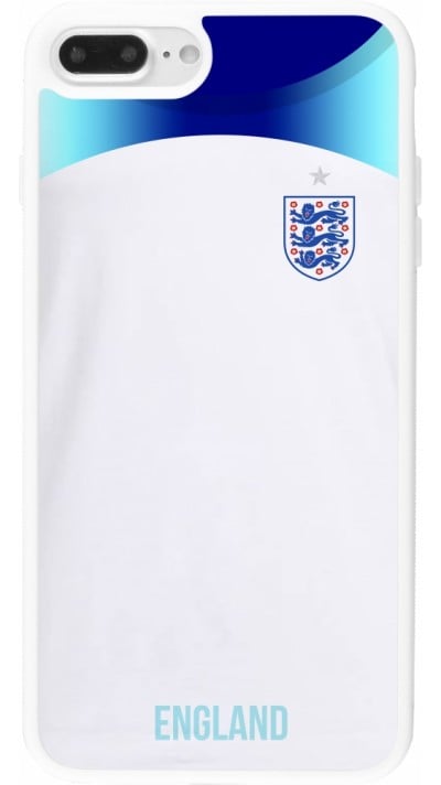Coque iPhone 7 Plus / 8 Plus - Silicone rigide blanc Maillot de football Angleterre 2022 personnalisable