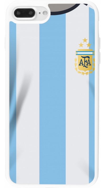 Coque iPhone 7 Plus / 8 Plus - Silicone rigide blanc Maillot de football Argentine 2022 personnalisable