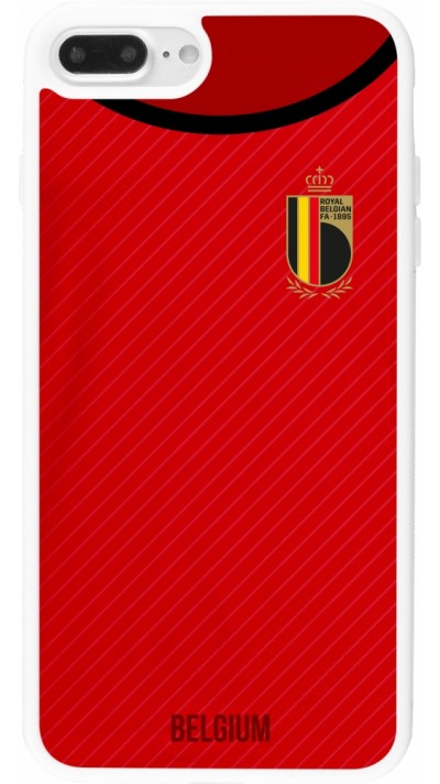 Coque iPhone 7 Plus / 8 Plus - Silicone rigide blanc Maillot de football Belgique 2022 personnalisable