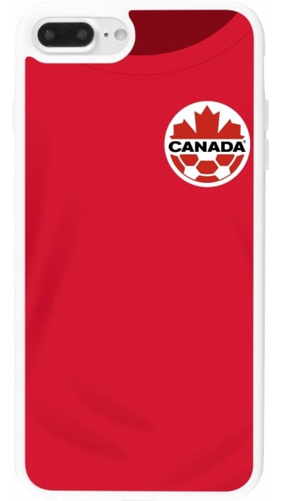 Coque iPhone 7 Plus / 8 Plus - Silicone rigide blanc Maillot de football Canada 2022 personnalisable
