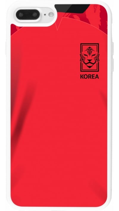 Coque iPhone 7 Plus / 8 Plus - Silicone rigide blanc Maillot de football Corée du Sud 2022 personnalisable