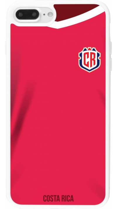 Coque iPhone 7 Plus / 8 Plus - Silicone rigide blanc Maillot de football Costa Rica 2022 personnalisable