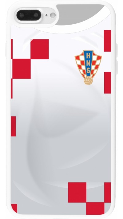 Coque iPhone 7 Plus / 8 Plus - Silicone rigide blanc Maillot de football Croatie 2022 personnalisable