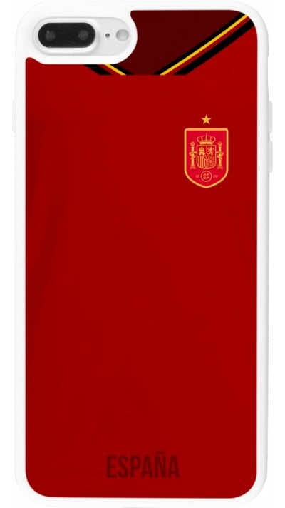 Coque iPhone 7 Plus / 8 Plus - Silicone rigide blanc Maillot de football Espagne 2022 personnalisable