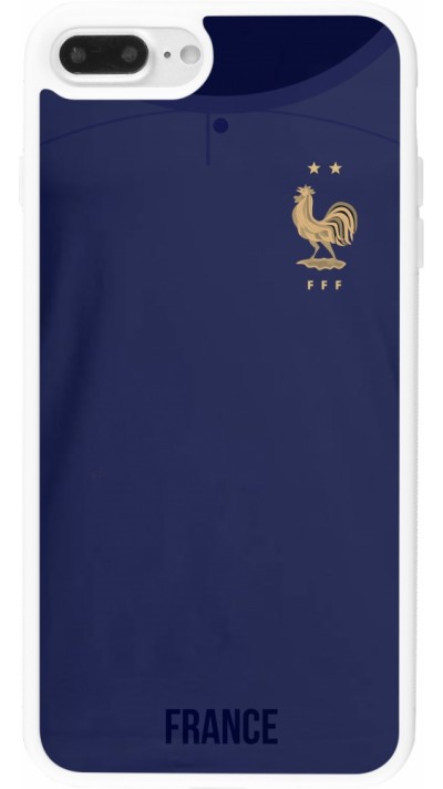 Coque iPhone 7 Plus / 8 Plus - Silicone rigide blanc Maillot de football France 2022 personnalisable