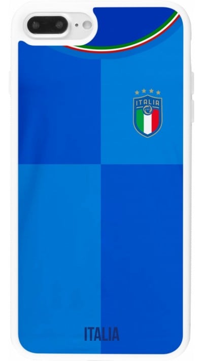 Coque iPhone 7 Plus / 8 Plus - Silicone rigide blanc Maillot de football Italie 2022 personnalisable
