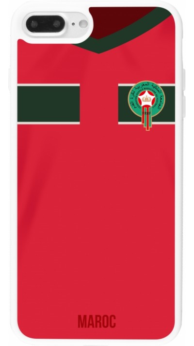 Coque iPhone 7 Plus / 8 Plus - Silicone rigide blanc Maillot de football Maroc 2022 personnalisable