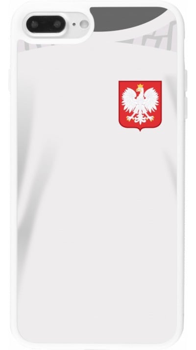Coque iPhone 7 Plus / 8 Plus - Silicone rigide blanc Maillot de football Pologne 2022 personnalisable