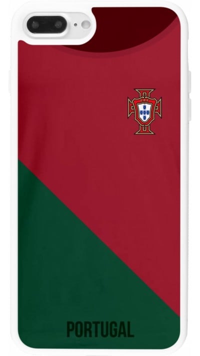 Coque iPhone 7 Plus / 8 Plus - Silicone rigide blanc Maillot de football Portugal 2022