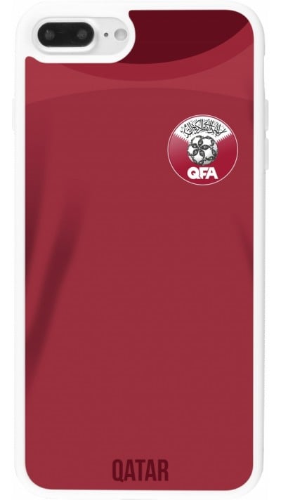 Coque iPhone 7 Plus / 8 Plus - Silicone rigide blanc Maillot de football Qatar 2022 personnalisable