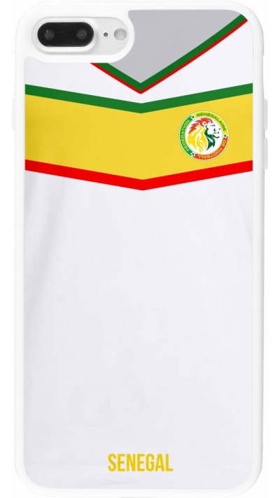 Coque iPhone 7 Plus / 8 Plus - Silicone rigide blanc Maillot de football Senegal 2022 personnalisable