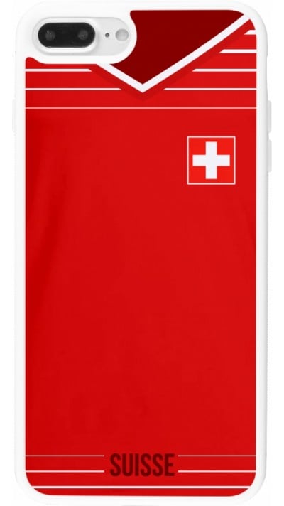 Coque iPhone 7 Plus / 8 Plus - Silicone rigide blanc Football shirt Switzerland 2022