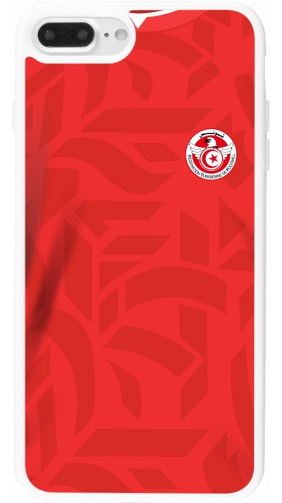 Coque iPhone 7 Plus / 8 Plus - Silicone rigide blanc Maillot de football Tunisie 2022 personnalisable