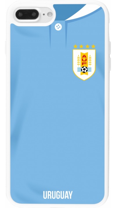 Coque iPhone 7 Plus / 8 Plus - Silicone rigide blanc Maillot de football Uruguay 2022 personnalisable