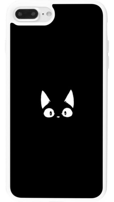 Coque iPhone 7 Plus / 8 Plus - Silicone rigide blanc Funny cat on black