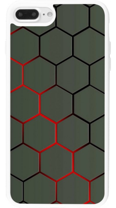 Hülle iPhone 7 Plus / 8 Plus - Silikon weiss Geometric Line red