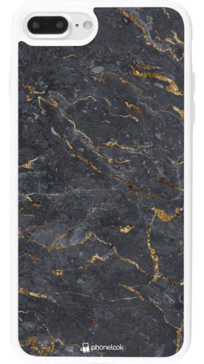 Hülle iPhone 7 Plus / 8 Plus - Silikon weiss Grey Gold Marble