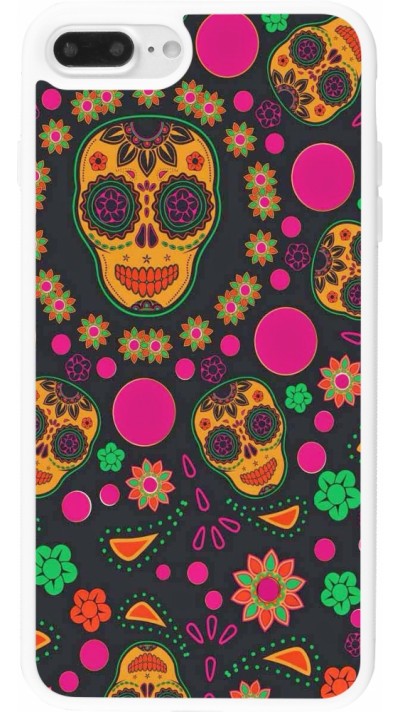 Coque iPhone 7 Plus / 8 Plus - Silicone rigide blanc Halloween 22 colorful mexican skulls
