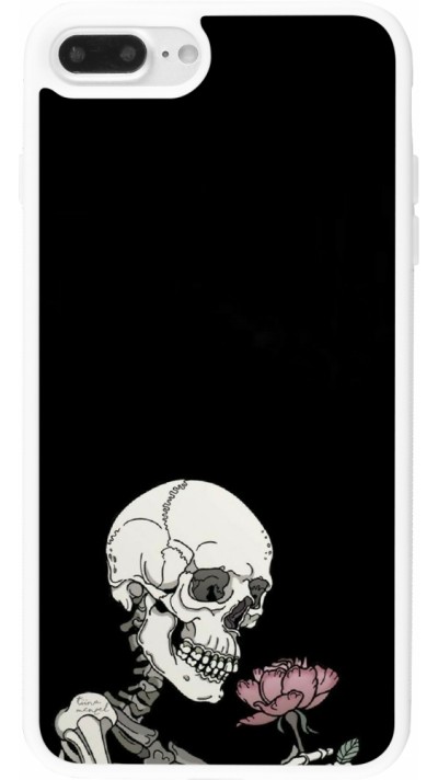 Coque iPhone 7 Plus / 8 Plus - Silicone rigide blanc Halloween 2023 rose and skeleton