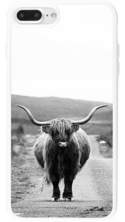 Coque iPhone 7 Plus / 8 Plus - Silicone rigide blanc Highland cattle