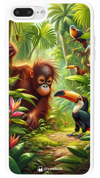Coque iPhone 7 Plus / 8 Plus - Silicone rigide blanc Jungle Tropicale Tayrona