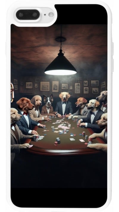 Coque iPhone 7 Plus / 8 Plus - Silicone rigide blanc Les pokerdogs