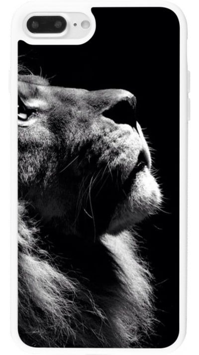 Coque iPhone 7 Plus / 8 Plus - Silicone rigide blanc Lion looking up