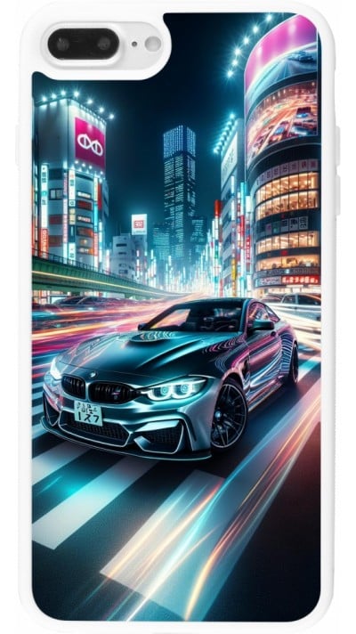 Coque iPhone 7 Plus / 8 Plus - Silicone rigide blanc BMW M4 Tokyo Night