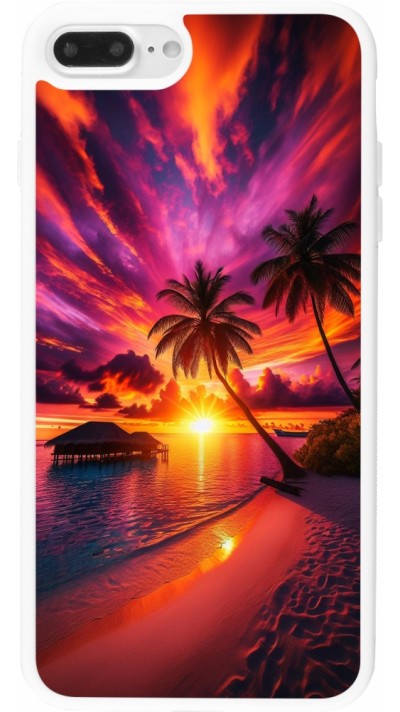 Coque iPhone 7 Plus / 8 Plus - Silicone rigide blanc Maldives Dusk Bliss