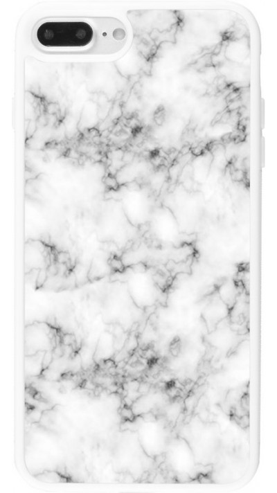 Coque iPhone 7 Plus / 8 Plus - Silicone rigide blanc Marble 01