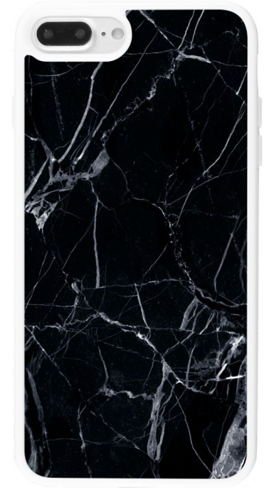 Coque iPhone 7 Plus / 8 Plus - Silicone rigide blanc Marble Black 01