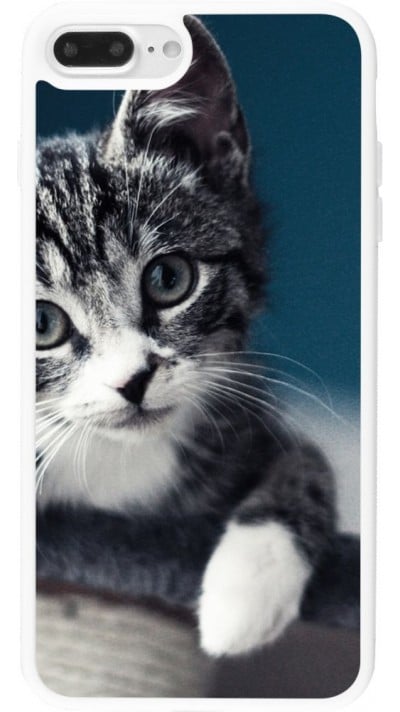 Hülle iPhone 7 Plus / 8 Plus - Silikon weiss Meow 23