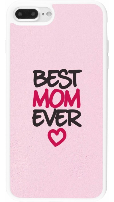Coque iPhone 7 Plus / 8 Plus - Silicone rigide blanc Mom 2023 best Mom ever pink
