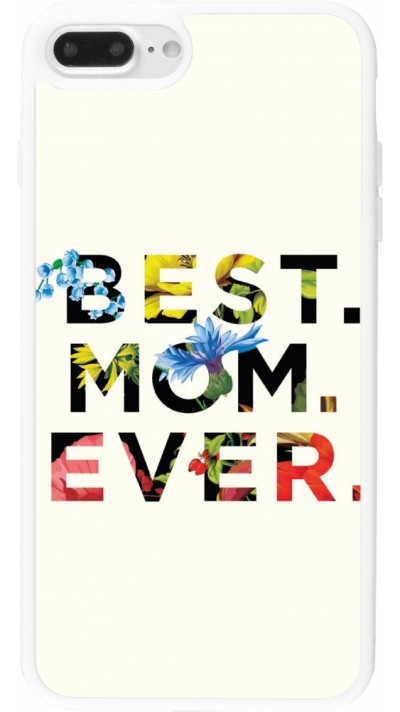 Coque iPhone 7 Plus / 8 Plus - Silicone rigide blanc Mom 2023 best Mom ever flowers