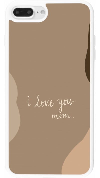 Coque iPhone 7 Plus / 8 Plus - Silicone rigide blanc Mom 2024 I love you Mom